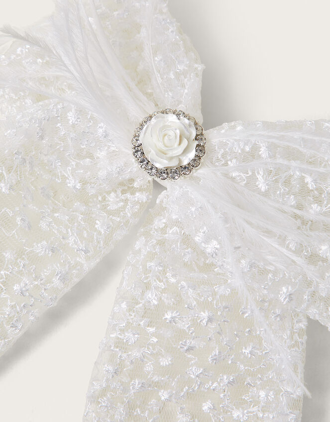 Fluffy Lace Hair Bow, , large
