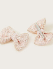 Boucle Pearl Bow Hair Clips Set of Two, , large