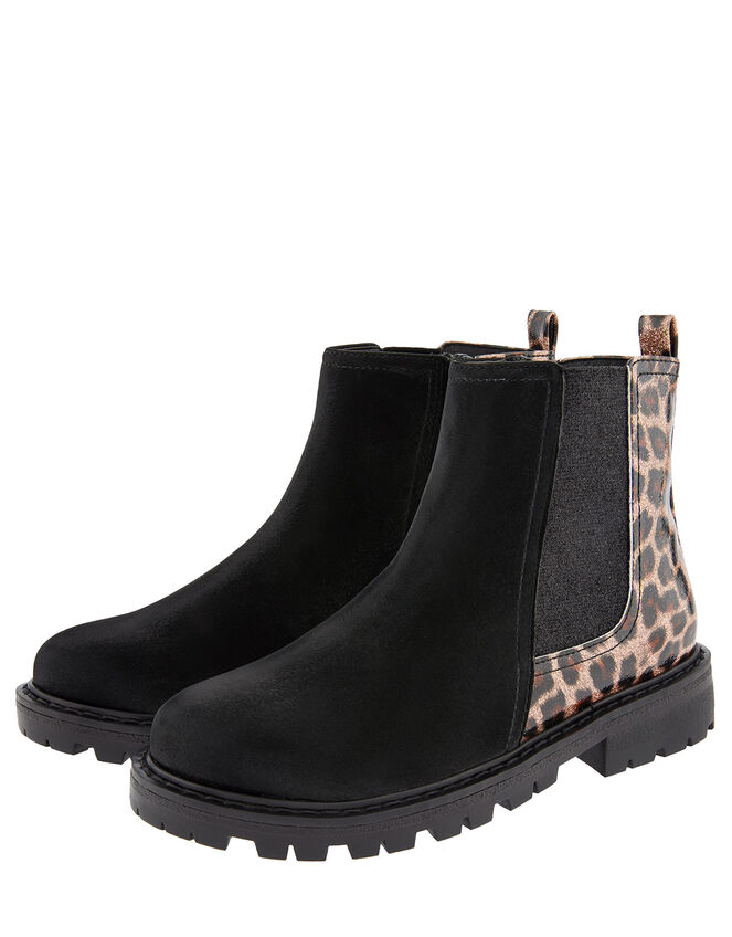 Natasha Leopard Chelsea Boots, Black (BLACK), large