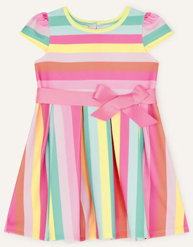 Baby Ponte Bright Stripe Dress Multi, Multi (MULTI), large