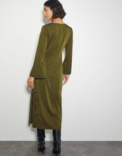 Nyla Lace Long Sleeve Midi Dress, Green (OLIVE), large