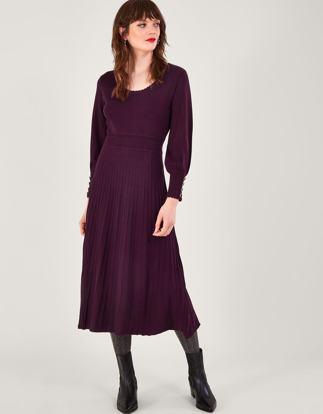 Scoop Neck Dress , Red (WINE), large