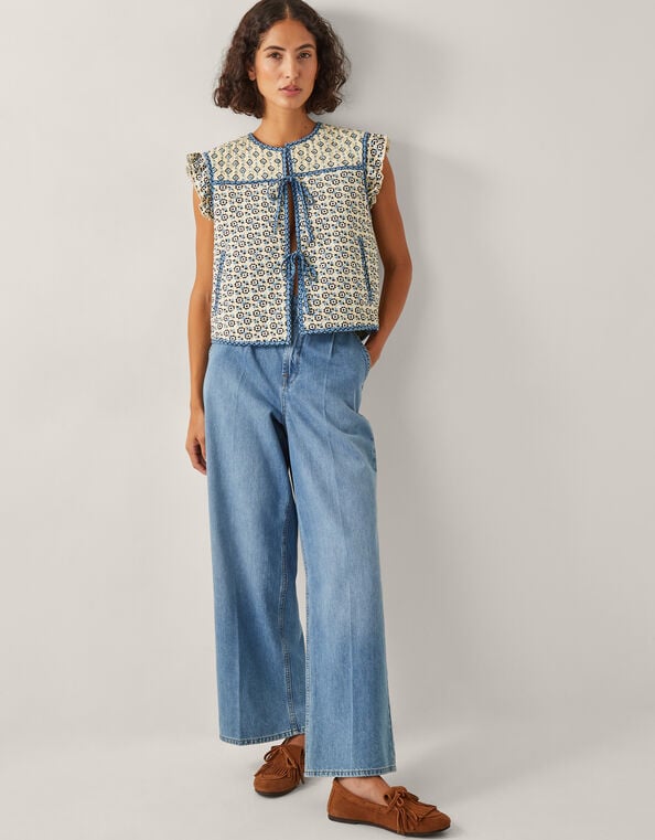 Judy Geometric Quilted Waistcoat, Ivory (IVORY), large