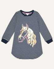Horse Foil Sweatshirt, Blue (NAVY), large
