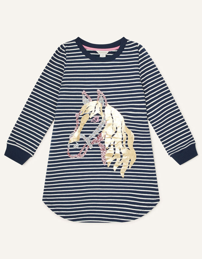 Horse Foil Sweatshirt, Blue (NAVY), large