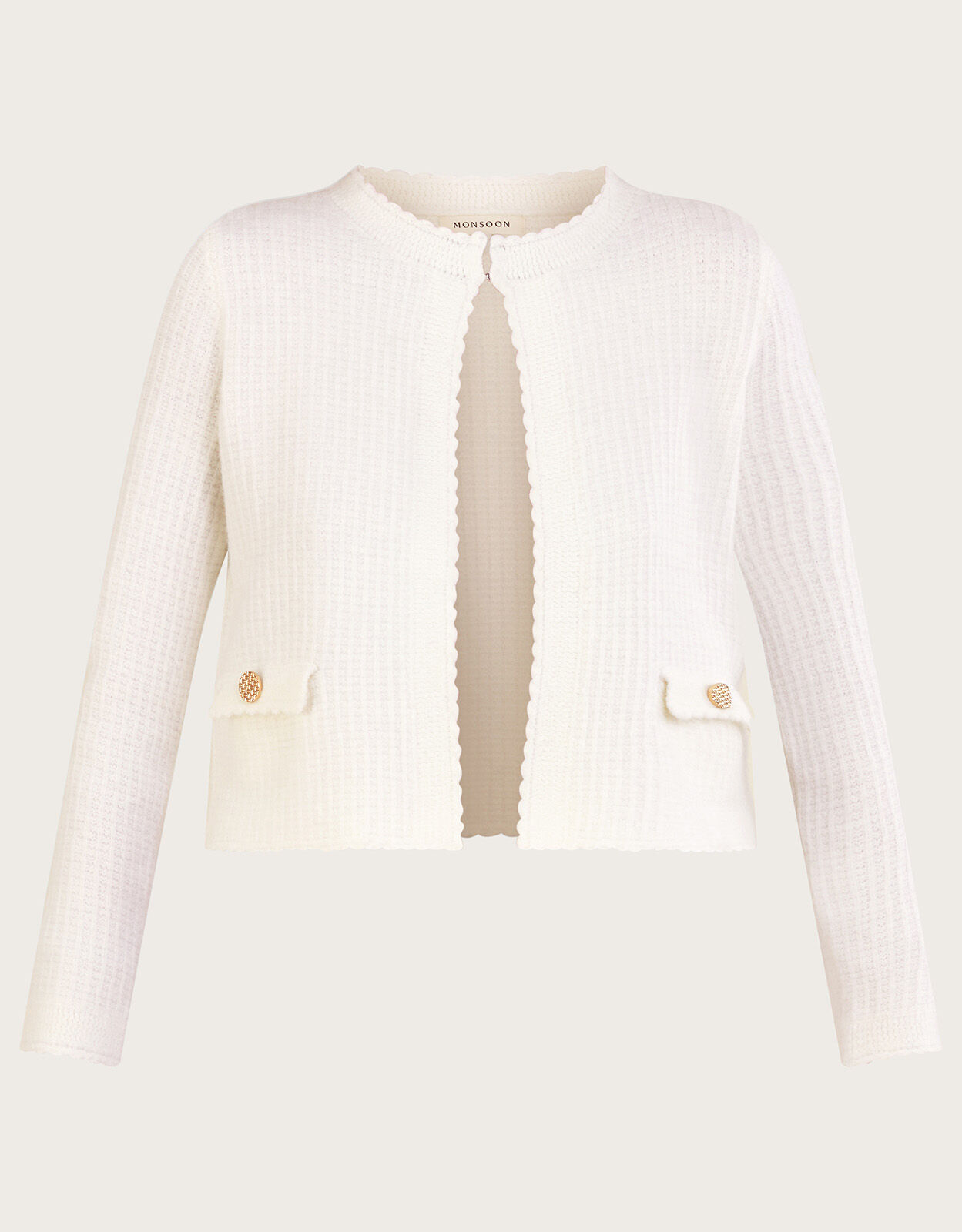 Knit Cropped Jacket with Recycled Polyester Natural
