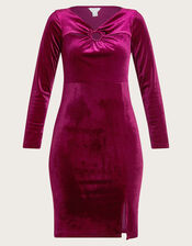 Cece Velvet Shift Dress with Recycled Polyester, Red (RED), large