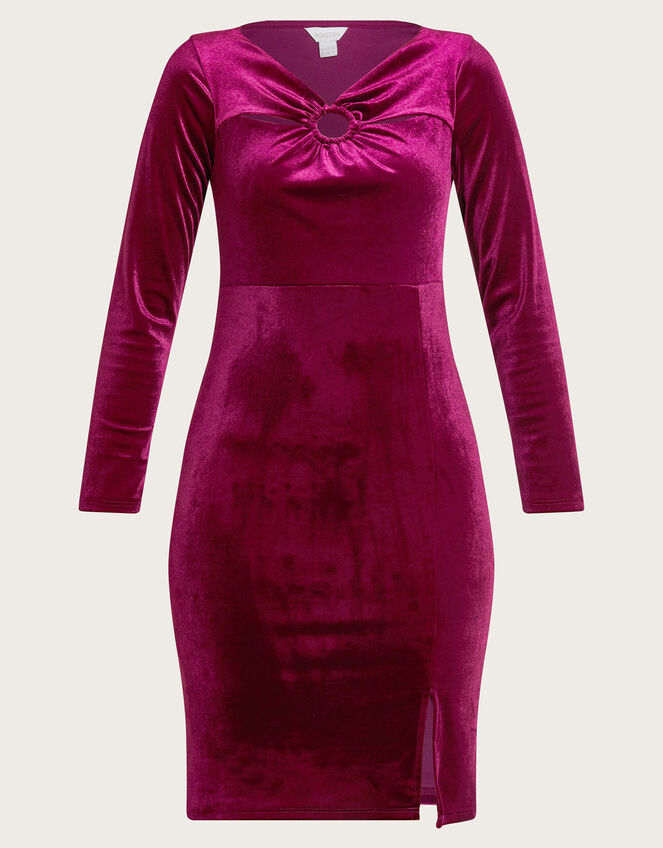 Cece Velvet Shift Dress with Recycled Polyester, Red (RED), large