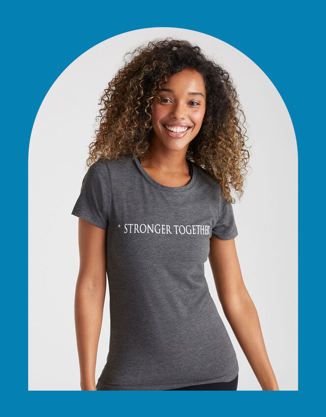 M Life Stronger Together T-Shirt, Grey (GREY), large