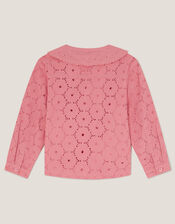 Broderie Floral Collar Jacket, Pink (PINK), large