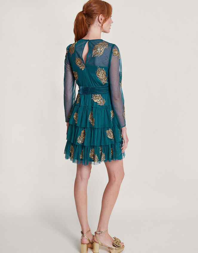 Tally Embellished Tiered Dress, Teal (TEAL), large