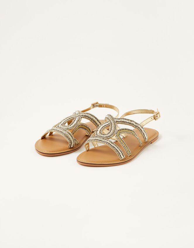 Beaded Sandals, Gold (GOLD), large