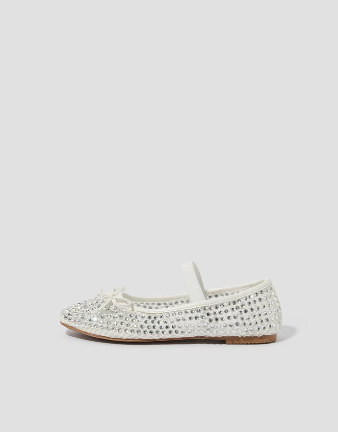 Adia Diamante Mesh Ballet Flats, Ivory (IVORY), large