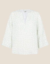 Printed Top in Pure Linen, Ivory (IVORY), large
