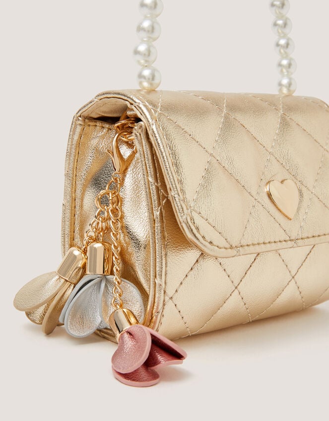 Mini Pearl Quilted Charm Bag, , large
