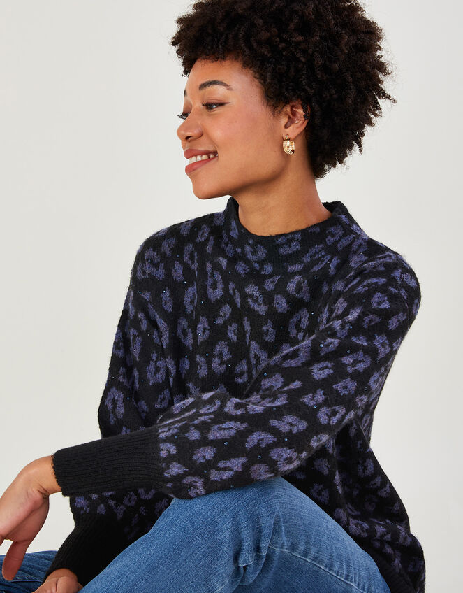 Animal Longline Jumper with Recycled Polyester, Black (BLACK), large
