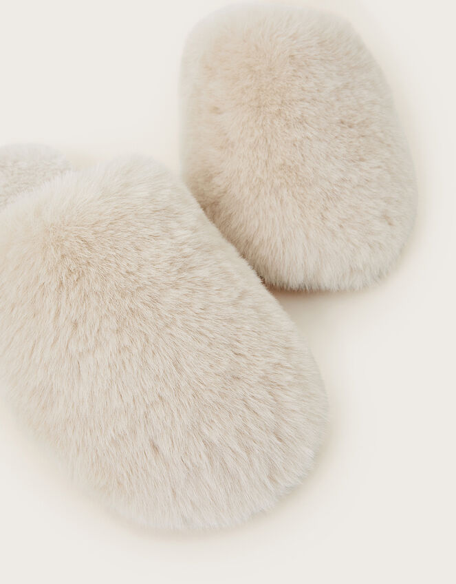 Cara Faux Fur Mule Slippers, Natural (NEUTRAL), large