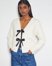Tina Bow Tie Cardigan, Ivory (IVORY), large
