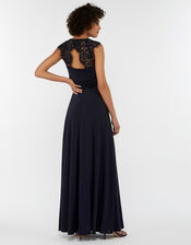 Yasmeen Lace Jersey Maxi Bridesmaid Dress, Blue (NAVY), large