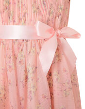 Ditsy Print Pleated Dress, Pink (PALE PINK), large