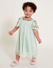 Baby Evi Embellished Tulle Swing Dress, Green (GREEN), large