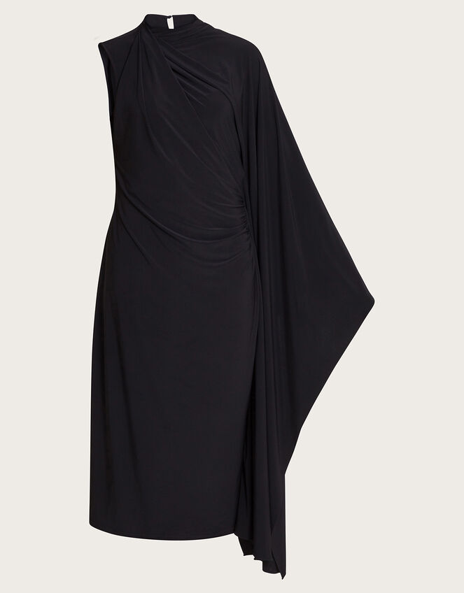 Drew Drape Midi Dress, Black (BLACK), large