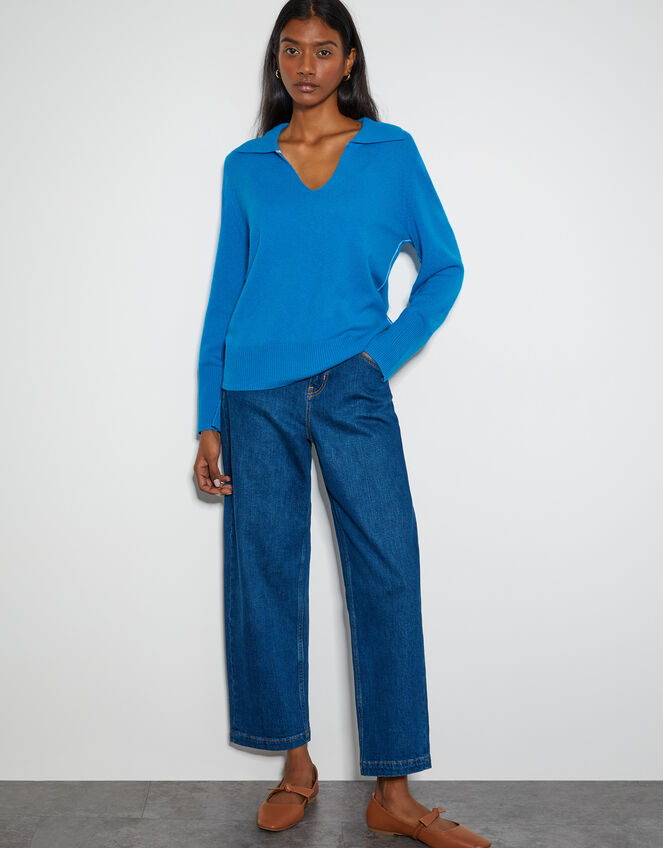 Cara Collar Cashmere Jumper, Blue (BLUE), large