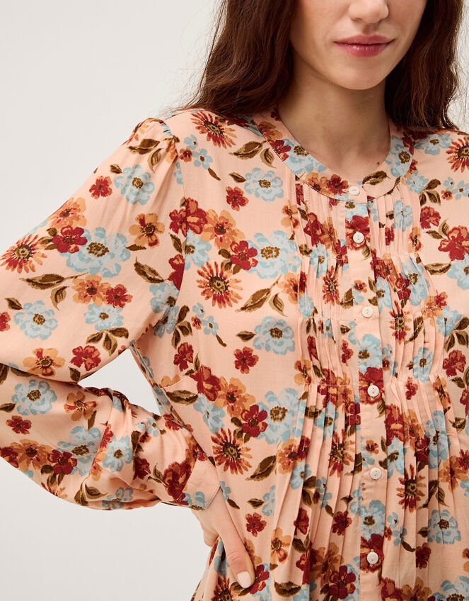 Olive Floral Print Blouse Ivory