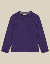 East Ami Cable Knit Jumper, VIOLET, large