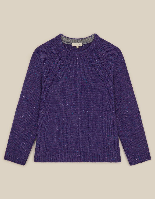 East Ami Cable Knit Jumper, VIOLET, large
