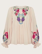 Winny Embroidered Floral Blouse, Ivory (IVORY), large