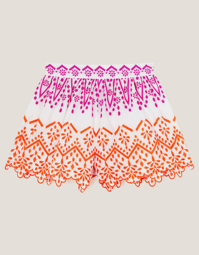 Embroidered Scallop Shorts, White (WHITE), large