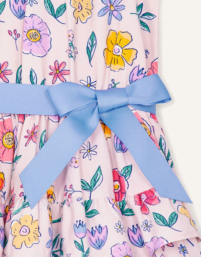 Floral Print Tiered Dress, Pink (PALE PINK), large