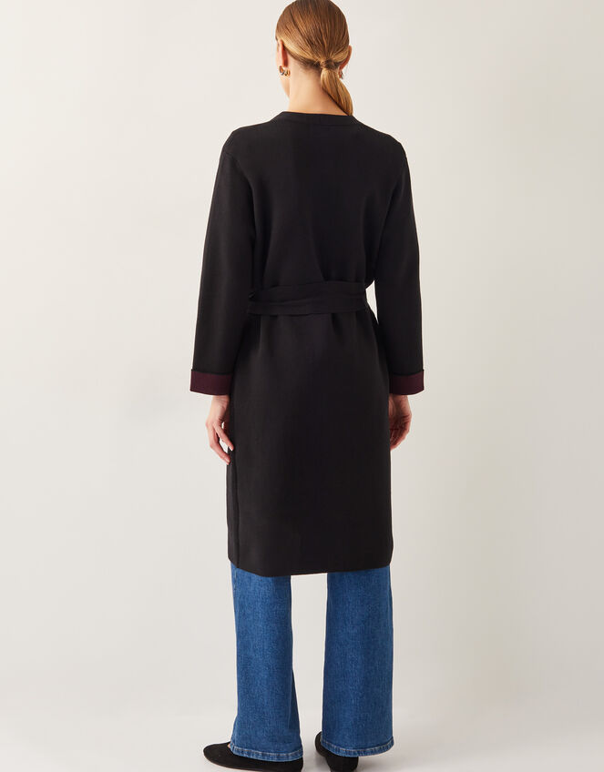 Beta Belted Longline Coatigan, Black (BLACK), large