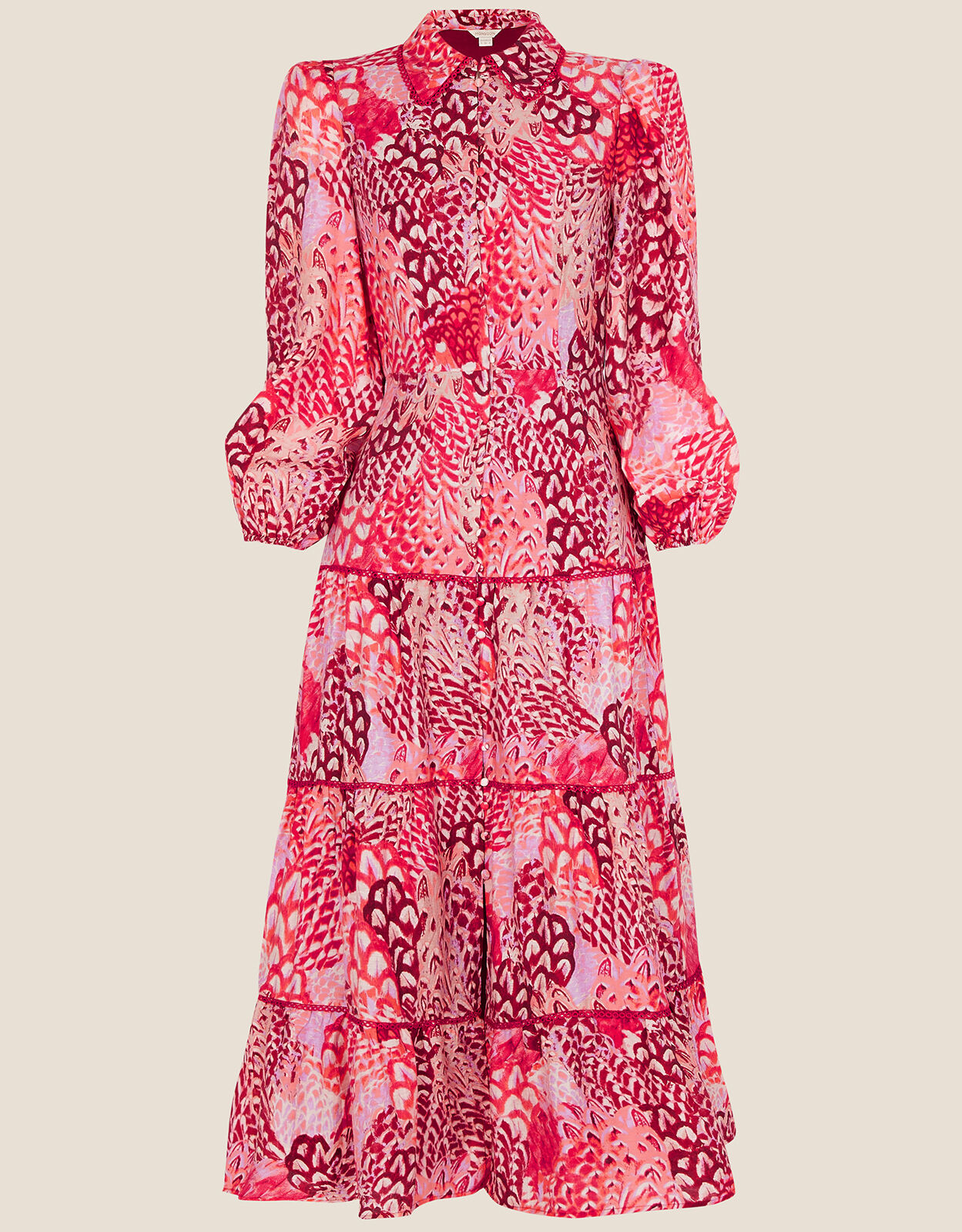 Freya Tiered Shirt Dress Red