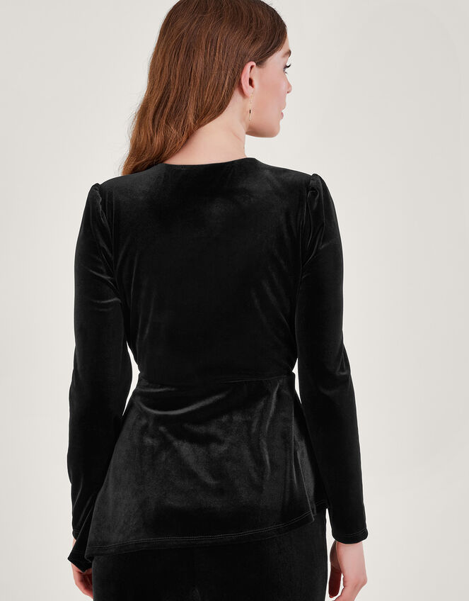 Flossie Velvet Fringe Wrap Top, Black (BLACK), large