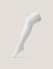 Semi-Sheer Spotty Tights, White (WHITE), large