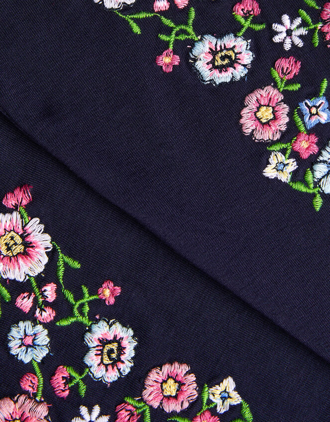 Floral Embroidered Leggings, Blue (BLUE), large