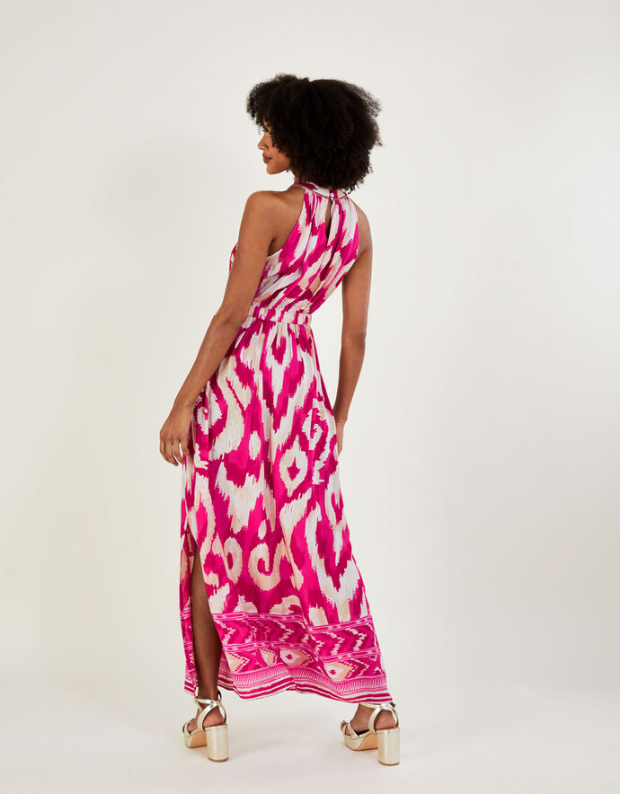 Pink Punch Ikat Pleated Dress