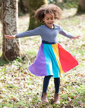 Frugi Rainbow Skater Dress, Blue (NAVY), large