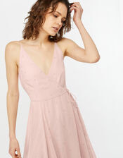 Gemma Pearly Wrap Dress, Pink (PINK), large