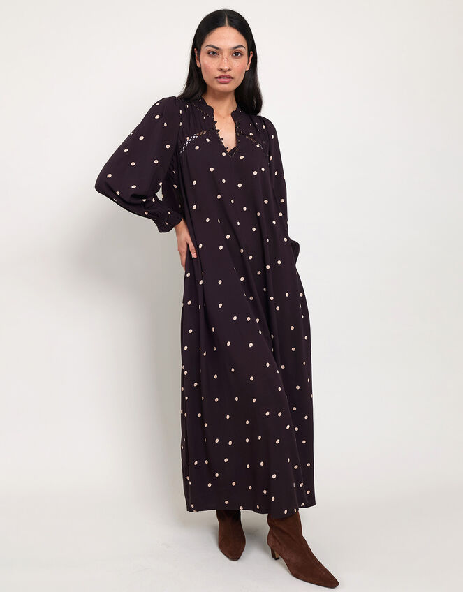 East Spot Print Dress, Brown (BROWN), large