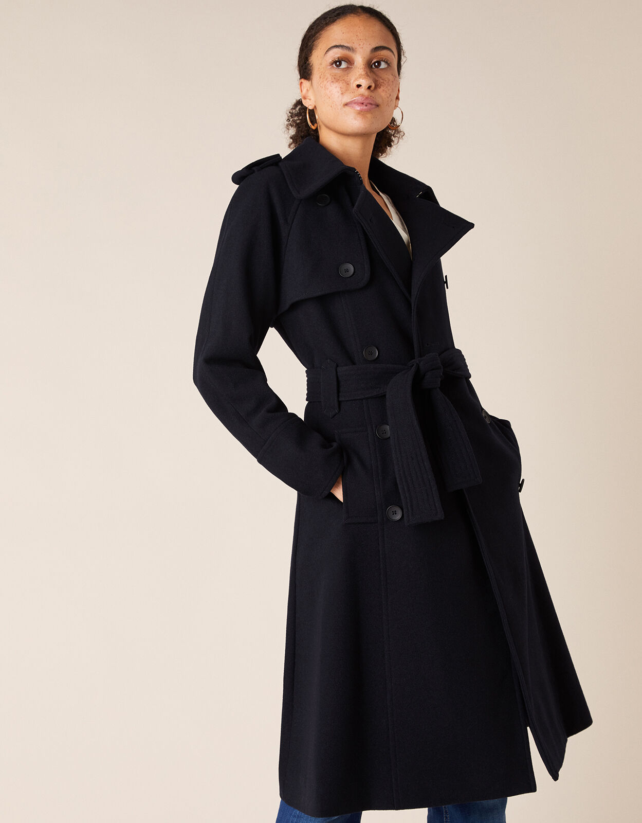 navy double breasted wool coat