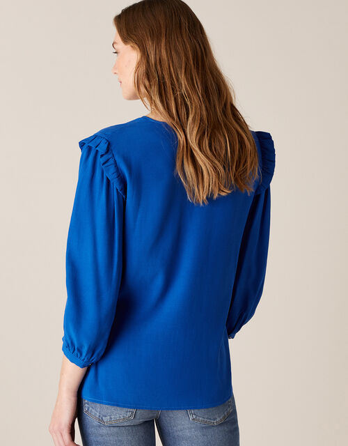 Tie Neck Top with Sustainable Viscose, Blue (COBALT), large