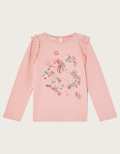 Embellished Unicorn Long Sleeve Top, Pink (PINK), large