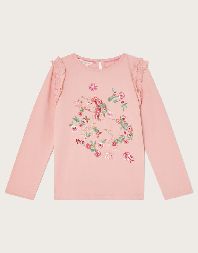 Embellished Unicorn Long Sleeve Top, Pink (PINK), large