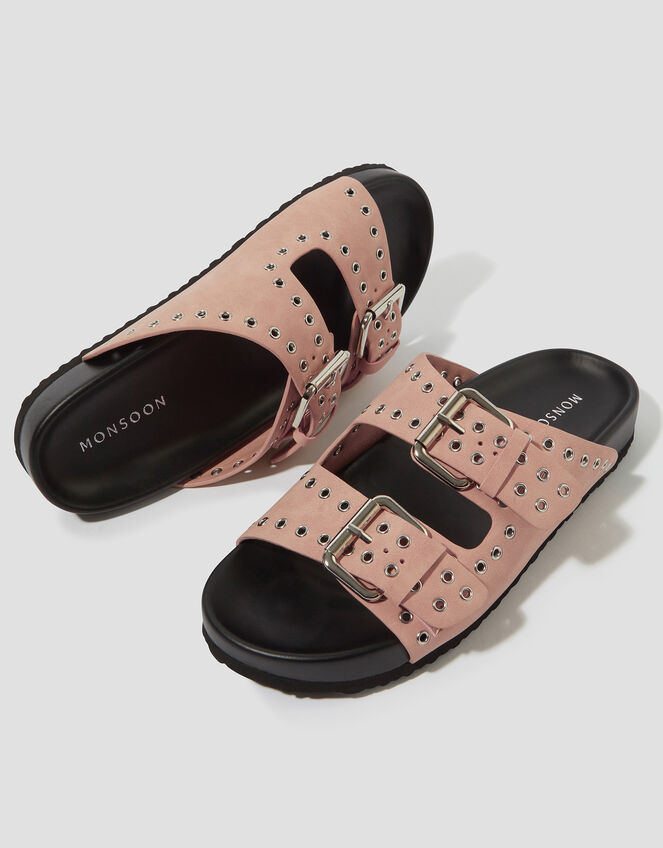 Elena Stud Buckle Sandals Pink