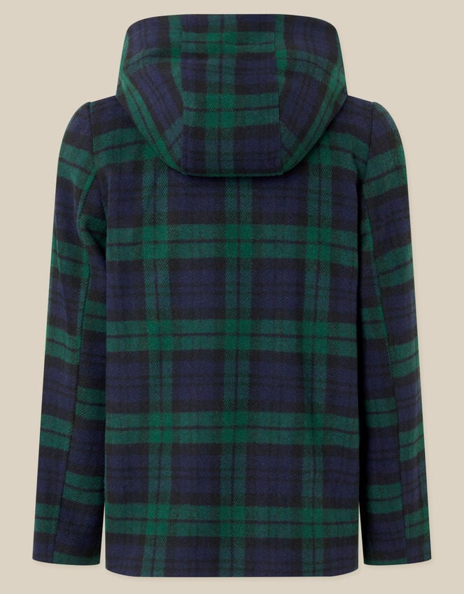 Check Print Hooded Coat, Green (GREEN), large