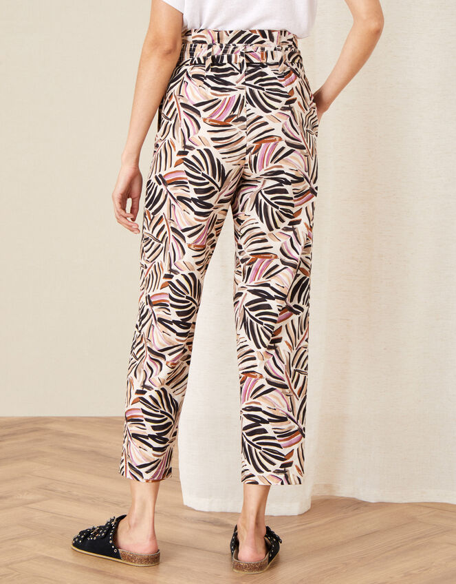 Palm Print Poplin Trousers, Natural (STONE), large