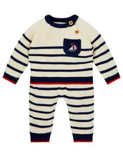 Newborn Boat and Stripe Knit Set, Blue (NAVY), large